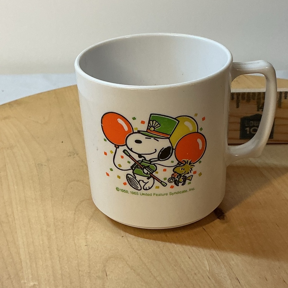 Vintage Snoopy Woodstock Celebration Copyright 1965 Plastic Cup Peanuts Melamine